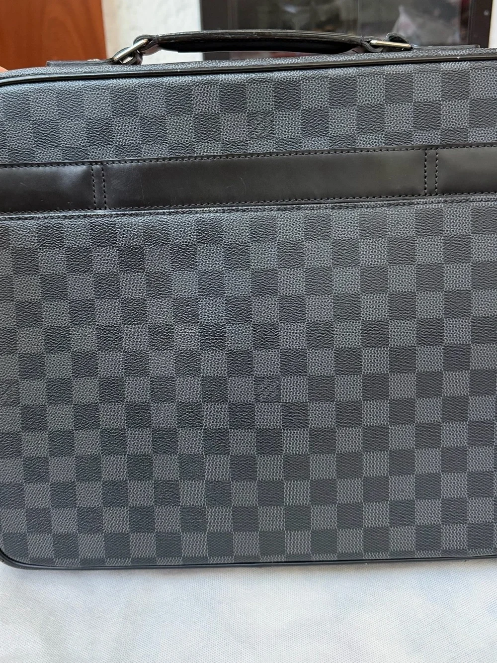 Men's Black Checkered Briefcase - Premium Travel Bag